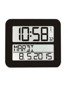 Horloge LCD - Radio-pilotée - Coloris noir