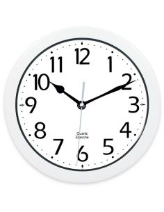 Horloge Ø 250 mm - Etanche IP54 - Sur pile - ABS blanc