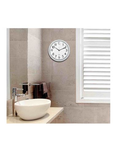 Horloge Ø 250 mm - Etanche IP54 - Sur pile - ABS blanc