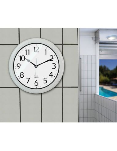 Horloge Ø 250 mm - Etanche IP54 - Sur pile - ABS blanc