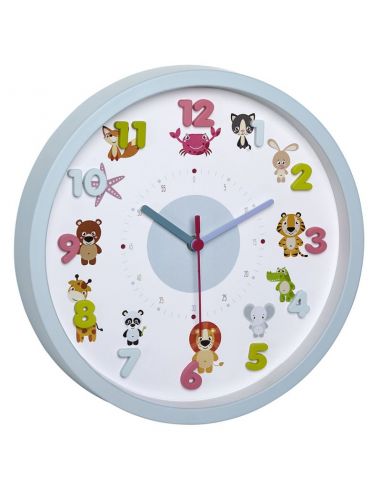 Horloge Ø 300 mm - Décoration enfantine "animaux" - Sur pile
