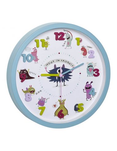 Horloge Ø 300 mm - Décoration enfantine "monstres" - Sur pile
