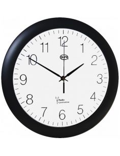 Horloge Ø 300 mm - Radio-pilotée - ABS noir - Sur pile