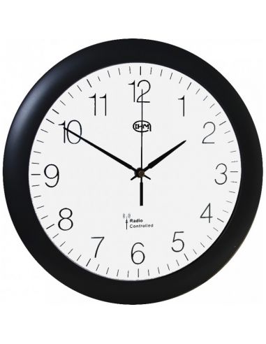Horloge Ø 300 mm - Radio-pilotée - ABS noir - Sur pile
