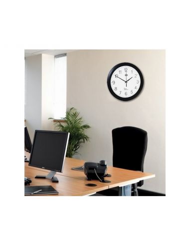 Horloge Ø 300 mm - Radio-pilotée - ABS noir - Sur pile