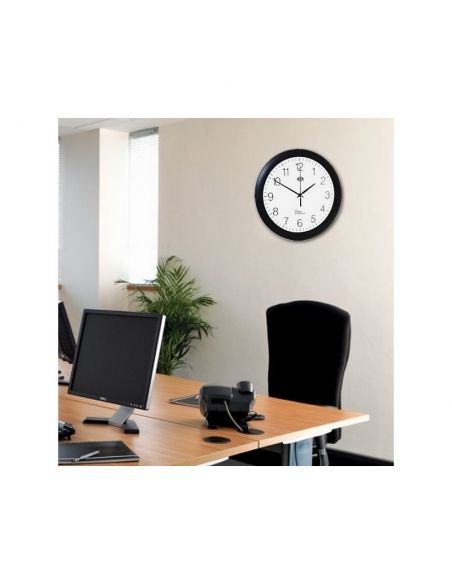 Horloge Ø 300 mm - Radio-pilotée - ABS noir - Sur pile