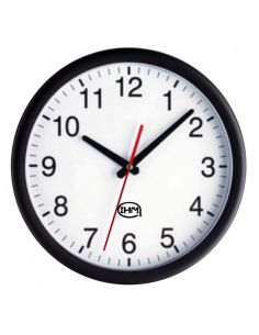 Horloge Ø 300 mm - Sur secteur - ABS noir - Sur secteur