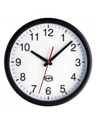 Horloge Ø 300 mm - Sur secteur - ABS noir - Sur secteur