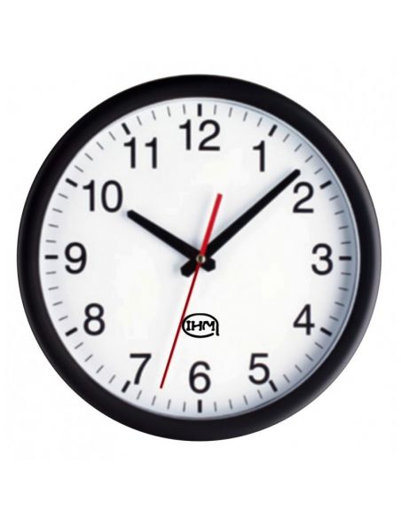 Horloge Ø 300 mm - Sur secteur - ABS noir - Sur secteur