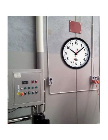 Horloge Ø 300 mm - Sur secteur - ABS noir - Sur secteur