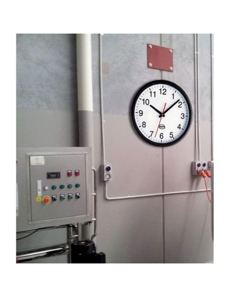 Horloge Ø 300 mm - Sur secteur - ABS noir - Sur secteur