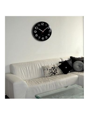 Horloge Ø 310 mm - Radio-pilotée - Sans lunette - Fond noir