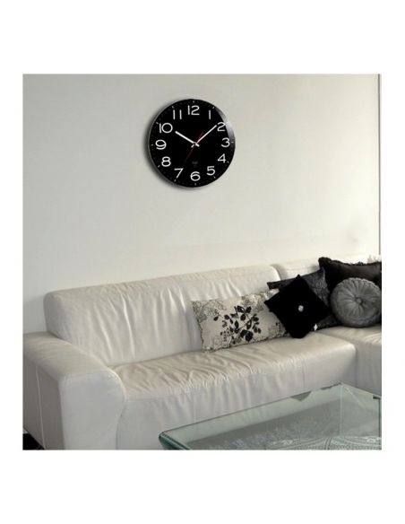 Horloge Ø 310 mm - Radio-pilotée - Sans lunette - Fond noir