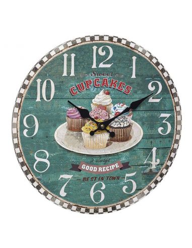 Horloge Ø 337 mm "Cup Cakes" - Fibre de bois - Sur pile