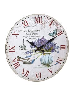 Horloge Ø 337 mm "Vintage lavande" - Fibre de bois - Sur pile