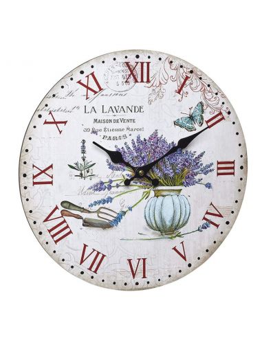 Horloge Ø 337 mm "Vintage lavande" - Fibre de bois - Sur pile