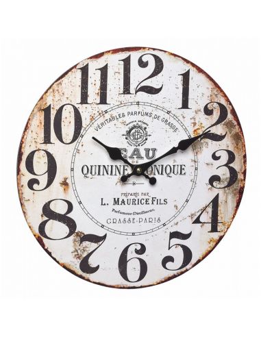 Horloge Ø 337 mm "Vintage parfum" - Fibre de bois - Sur pile