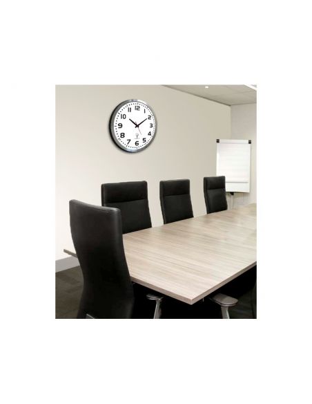 Horloge Ø 500 mm - Verre minéral - Sur pile - Aluminium - Radio-pilotée - Sur pile