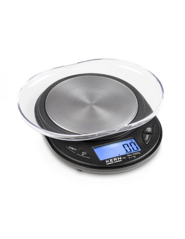 Balance de poche plate avec grande plateau en inox et coupelle de tarage pratique