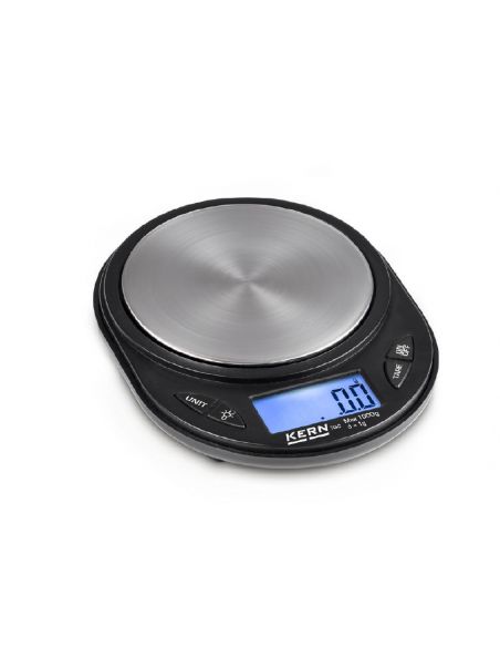 Balance de poche plate avec grande plateau en inox et coupelle de tarage pratique