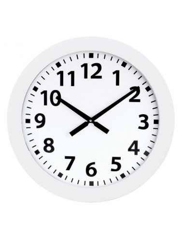 Horloge Ø 600 mm - Verre minéral - Sur pile - ABS blanc