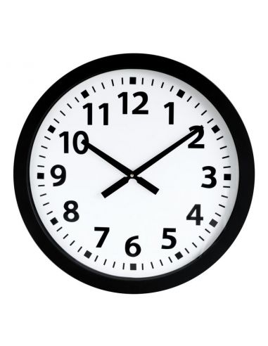 Horloge Ø 600 mm - Verre minéral - Sur Pile - ABS noir