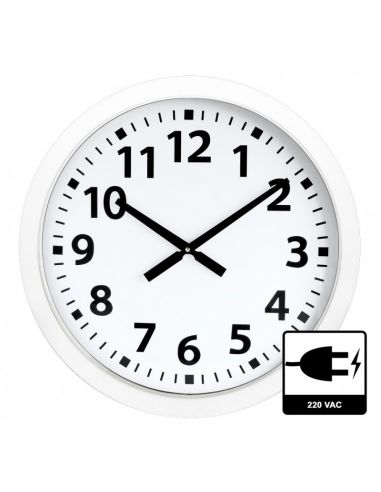 Horloge Ø 600 mm - Verre minéral - Sur secteur - ABS blanc
