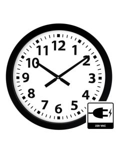 Horloge Ø 600 mm - Verre minéral - Sur secteur - ABS noir