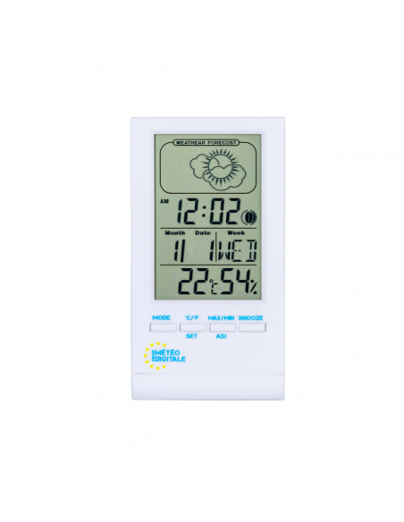 Station météo numérique sans Fil avec capteur extérieur -Affichage de l' heure, Température, Humidité, Baromètre et phases de lune