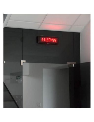 Horloge/Afficheur LED extérieur - 6 chiffres 10 cm - Horloge / Calendrier/Chronomètre/Timer/Thermomètre - Télécommande sans fil