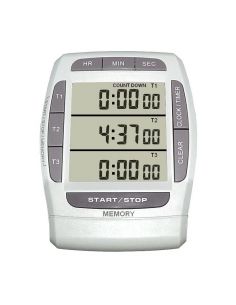 Minuteur digital - 100 h - 3 lignes d'affichage - 1 compteurs et 3 décompteurs