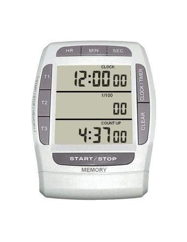 Minuteur digital - 100 h - 3 lignes d'affichage - 1 compteurs et 3 décompteurs