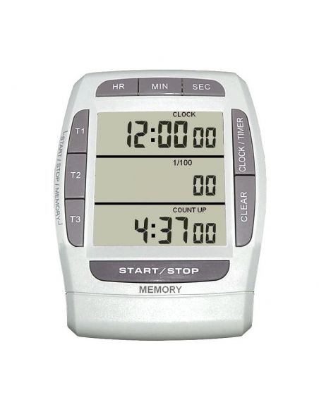 Minuteur digital - 100 h - 3 lignes d'affichage - 1 compteurs et 3 décompteurs