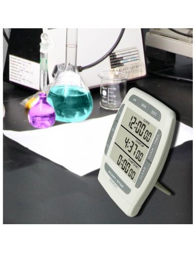 Minuteur digital - 100 h - 3 lignes d'affichage - 1 compteurs et 3 décompteurs