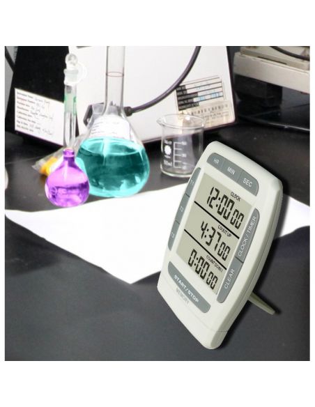 Minuteur digital - 100 h - 3 lignes d'affichage - 1 compteurs et 3 décompteurs