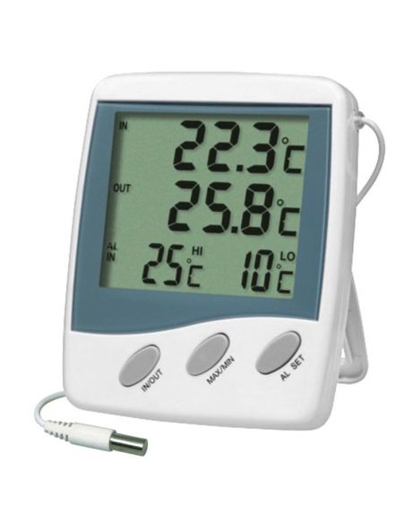 Double Thermomètre int./ext. - Alarme T° - Grand affichage