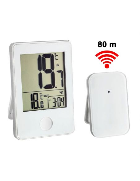 Double Thermomètre int/ext. / Horloge - Coloris blanc