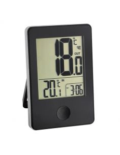 Double Thermomètre int/ext / Horloge - coloris noir 2